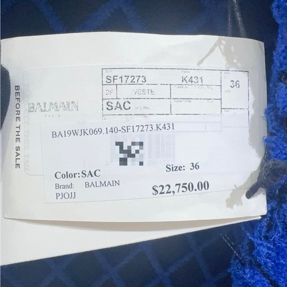 Authentic Balmain Blue Quilted Jacket - Picture 7 of 7